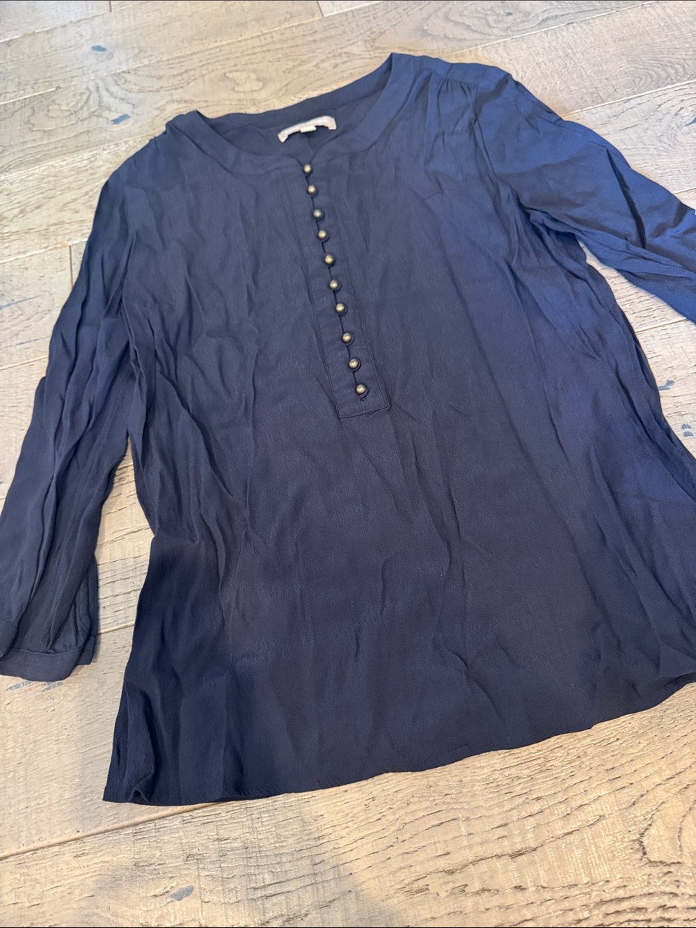 Banana republic Navy Button-Front Long Sleeve Blouse